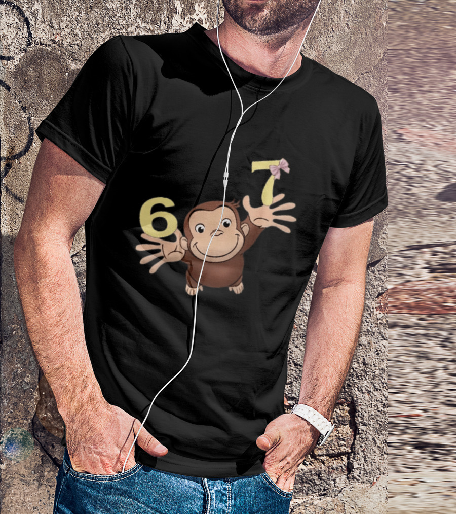 Curious George 67 Birthday Celebration Monkey And Numbers T-Shirt