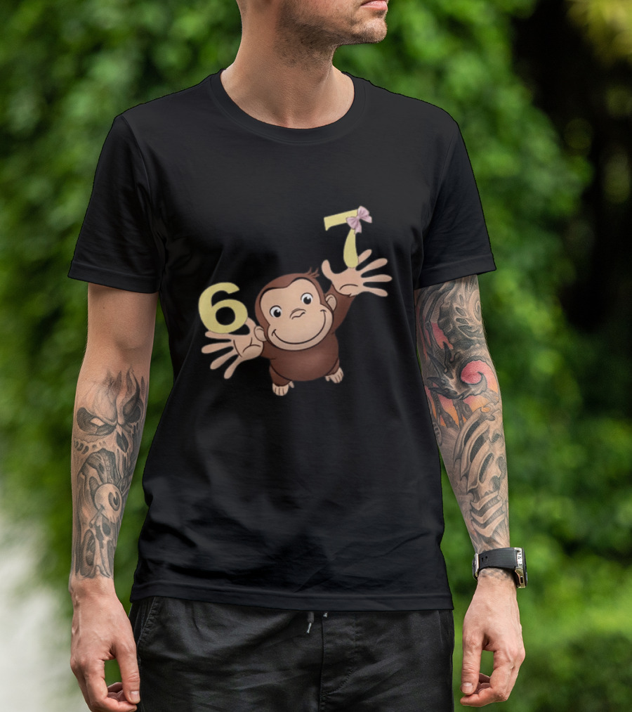 Curious George 67 Birthday Celebration Monkey And Numbers T-Shirt