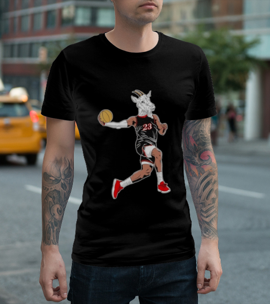 Goat Basketball Player Number 23 Greatest Of All Time Dunking Action T-Shirt
