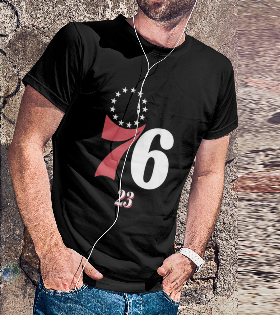 Philadelphia 76ers LeBron James 23 In The Paint Name And Number Royal 76ers T-Shirt