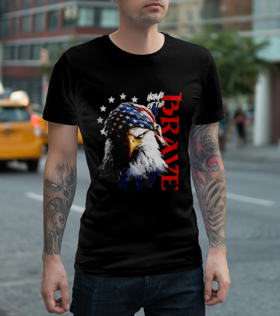 American Eagle Bandana Home Of The Brave Stars T-Shirt