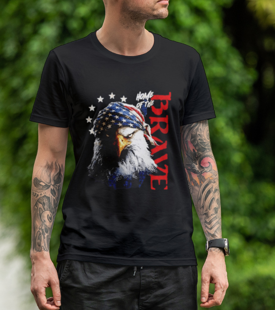 American Eagle Bandana Home Of The Brave Stars T-Shirt
