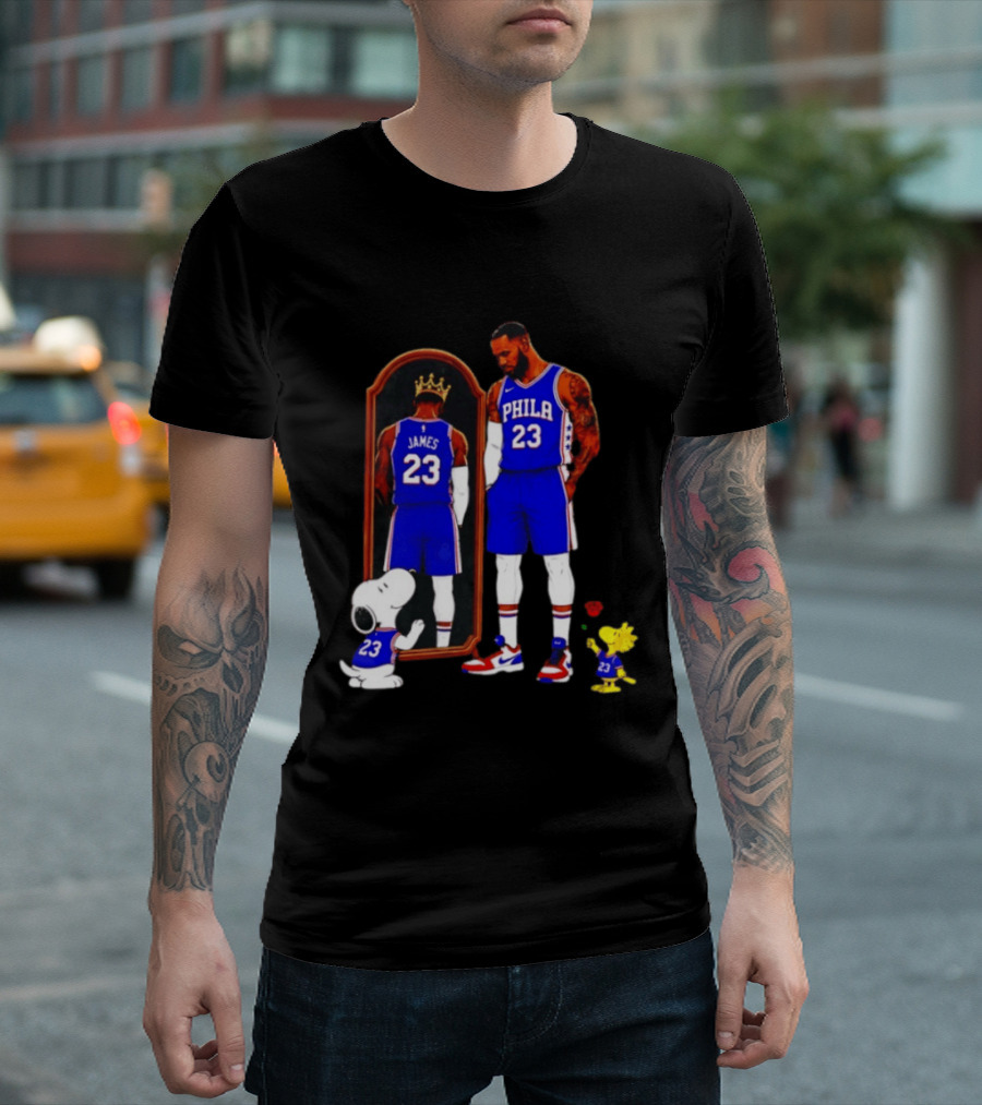 Snoopy Woodstock Mirror 23 King James Philadelphia 76ers T-Shirt