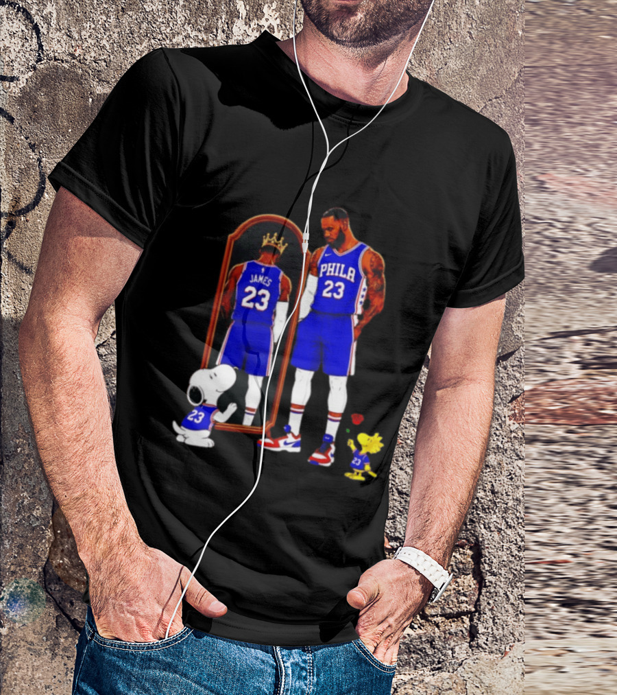 Snoopy Woodstock Mirror 23 King James Philadelphia 76ers T-Shirt
