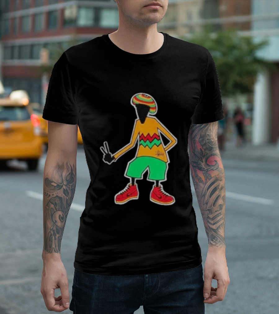 Stussy Rasta Man Peace Sign Reggae Streetwear Jamaica Style Fashion T-Shirt