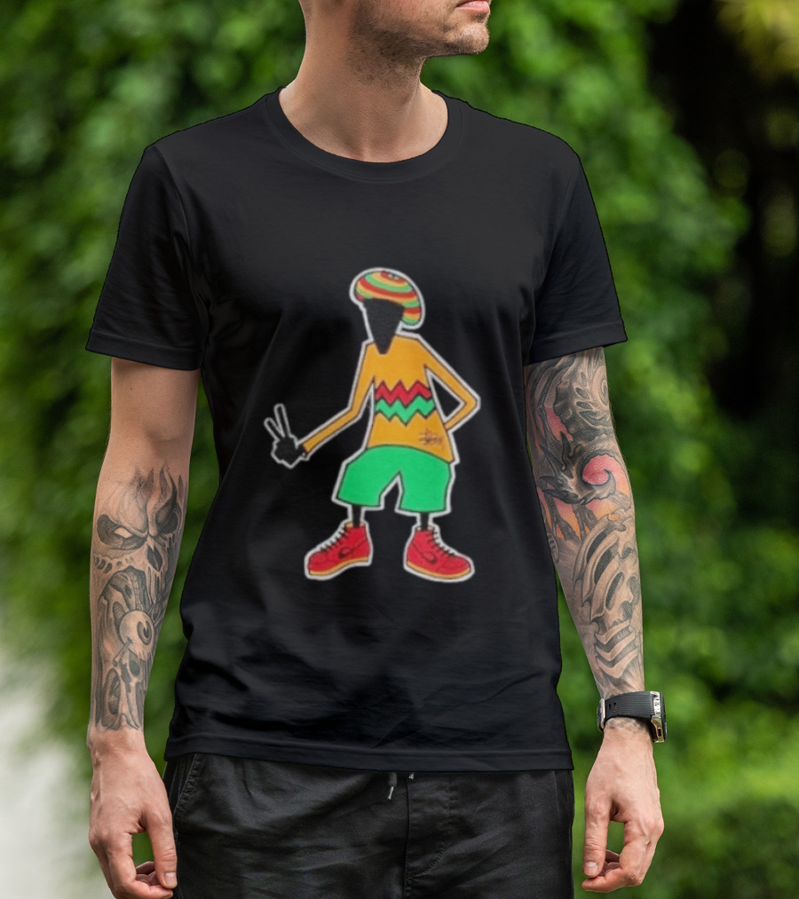 Stussy Rasta Man Peace Sign Reggae Streetwear Jamaica Style Fashion T-Shirt