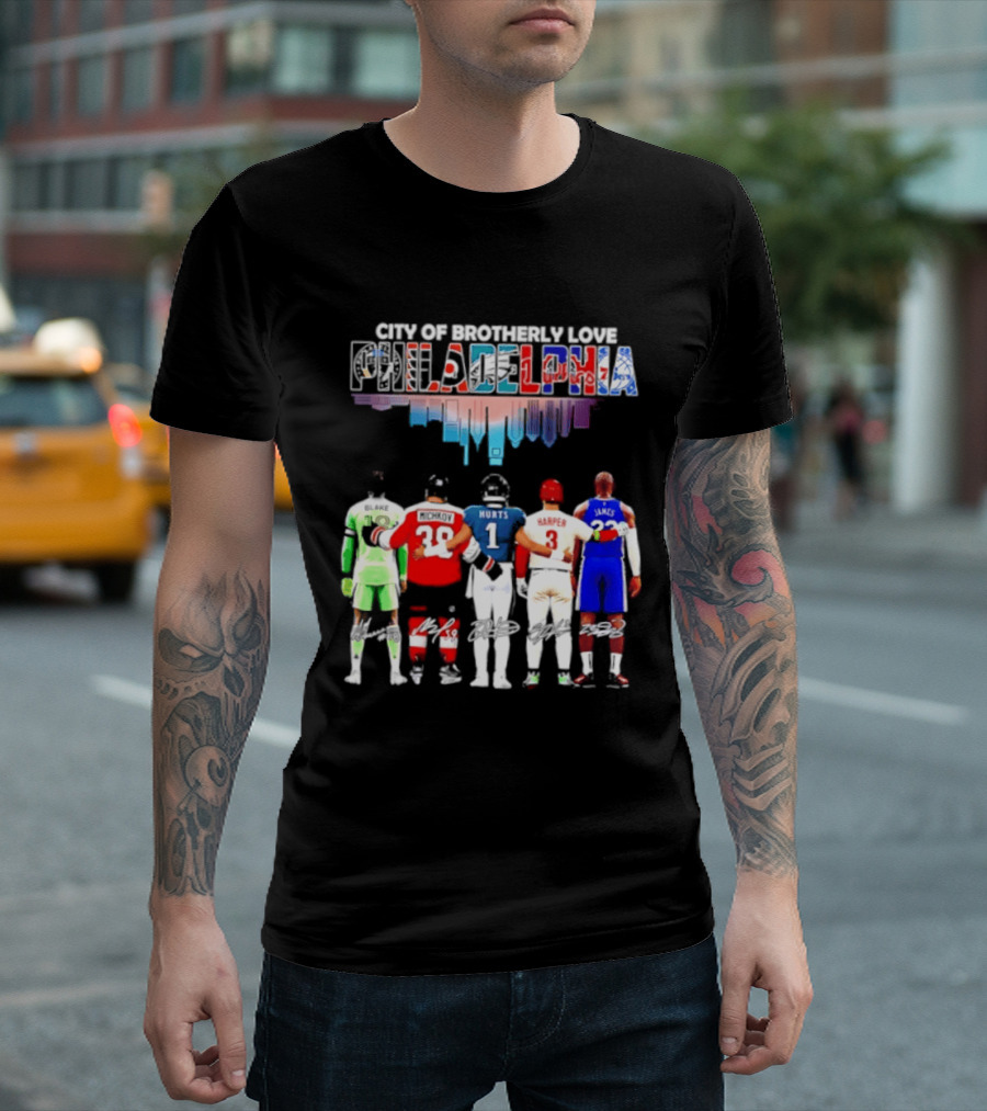 City Of Brotherly Love Philadelphia Skyline James Harper Hurts Blake Michkov T-Shirt