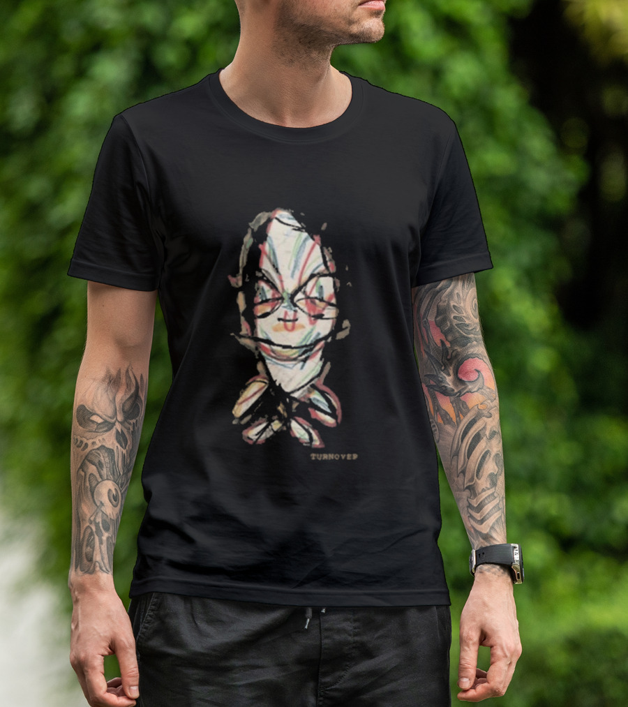 Turnover Store Bug Distorted Face Sketch T-Shirt