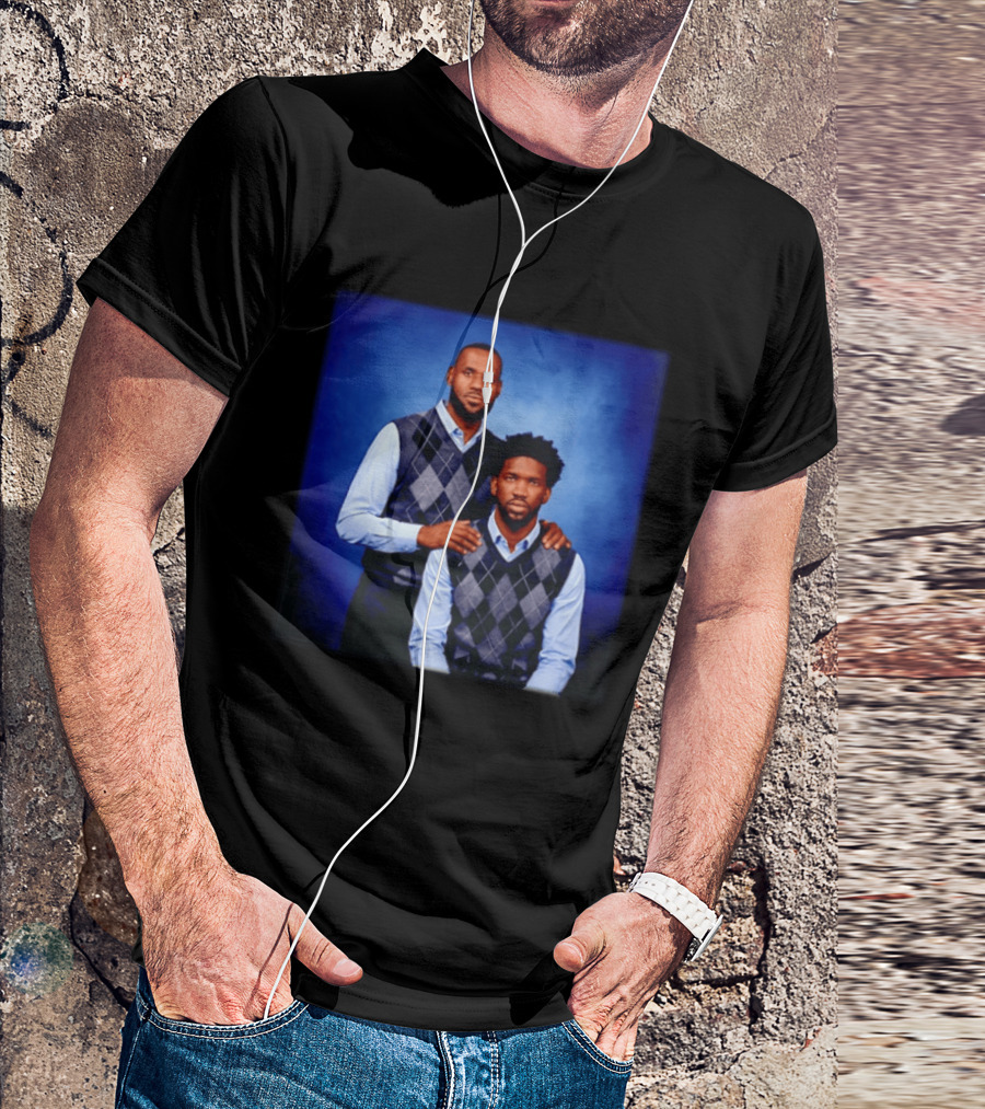 Lebron James Joel Embiid Philadelphia 76ers In Matching Argyle Sweaters T-Shirt