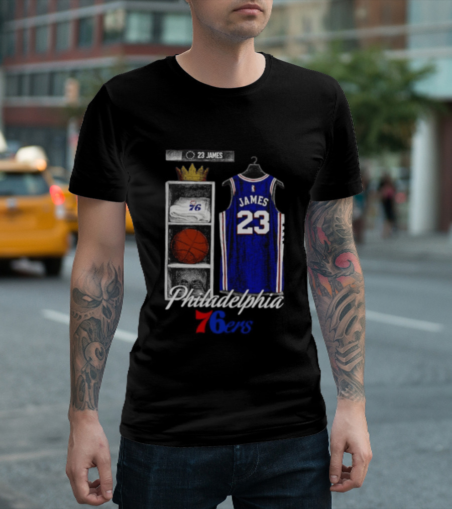 LeBron James 23 Jersey Philadelphia 76ers Locker Room T-Shirt