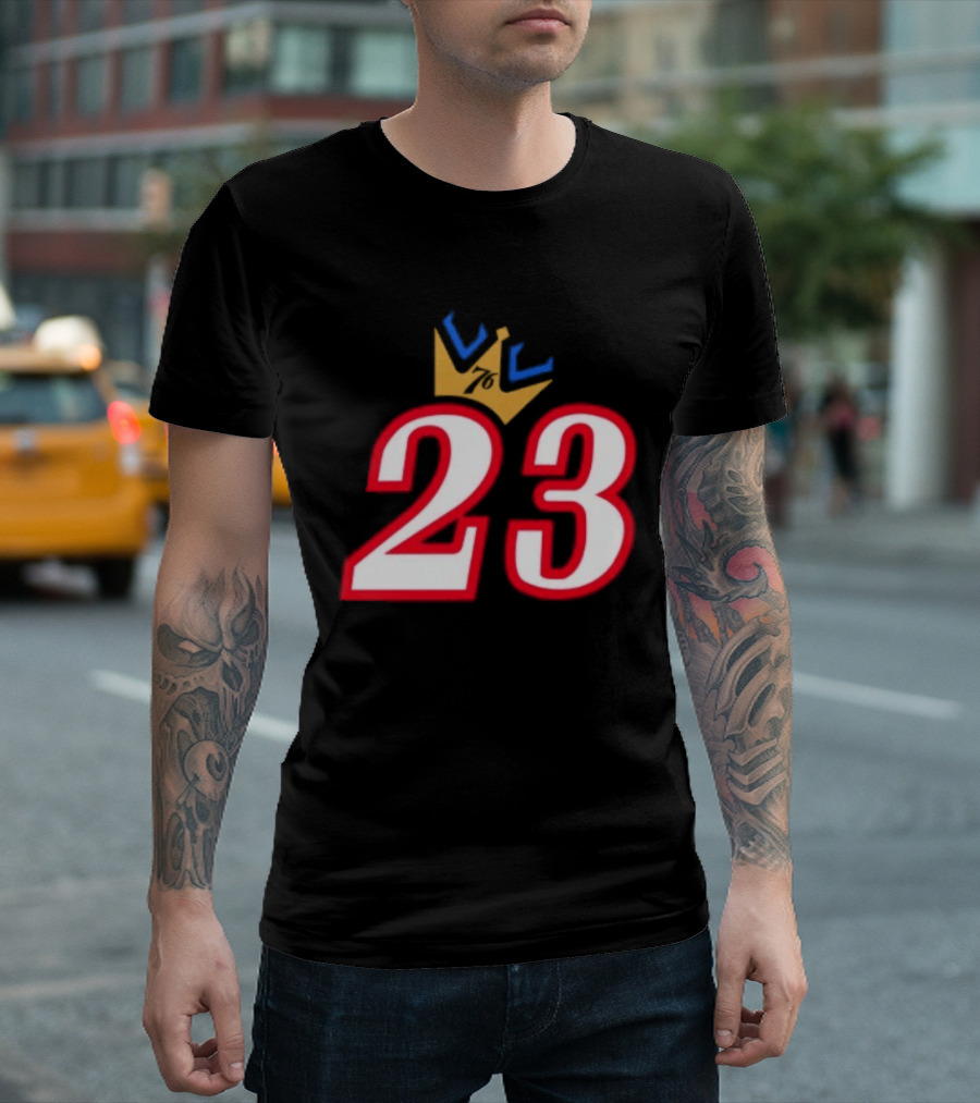 LeBron James 23 King Crown Philadelphia 76ers T-Shirt