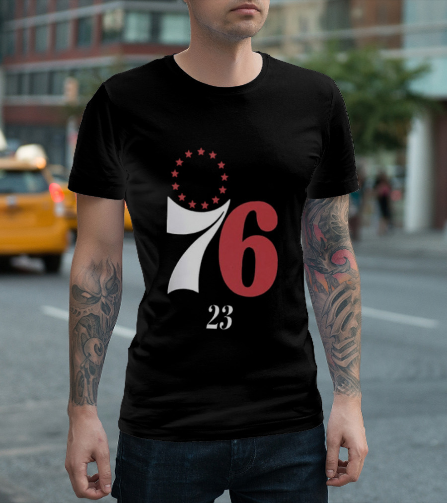 LeBron James Philadelphia 76ers Red In The Paint 23 Number 76 Stars T-Shirt