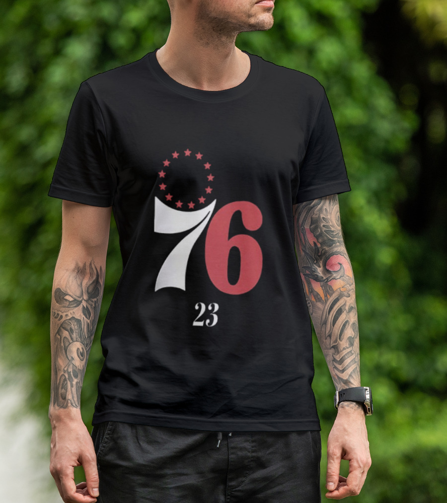 LeBron James Philadelphia 76ers Red In The Paint 23 Number 76 Stars T-Shirt