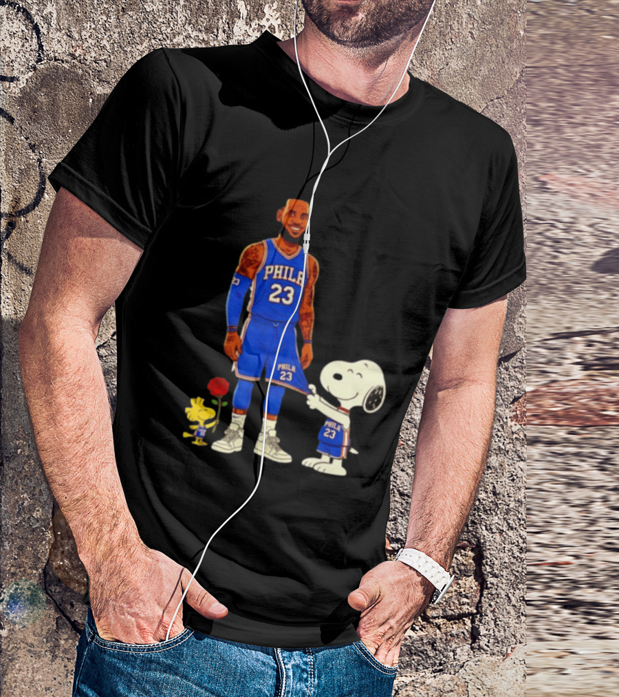 LeBron James Peanuts Collaboration Philadelphia 76ers Snoopy Woodstock 23 Jersey T-Shirt