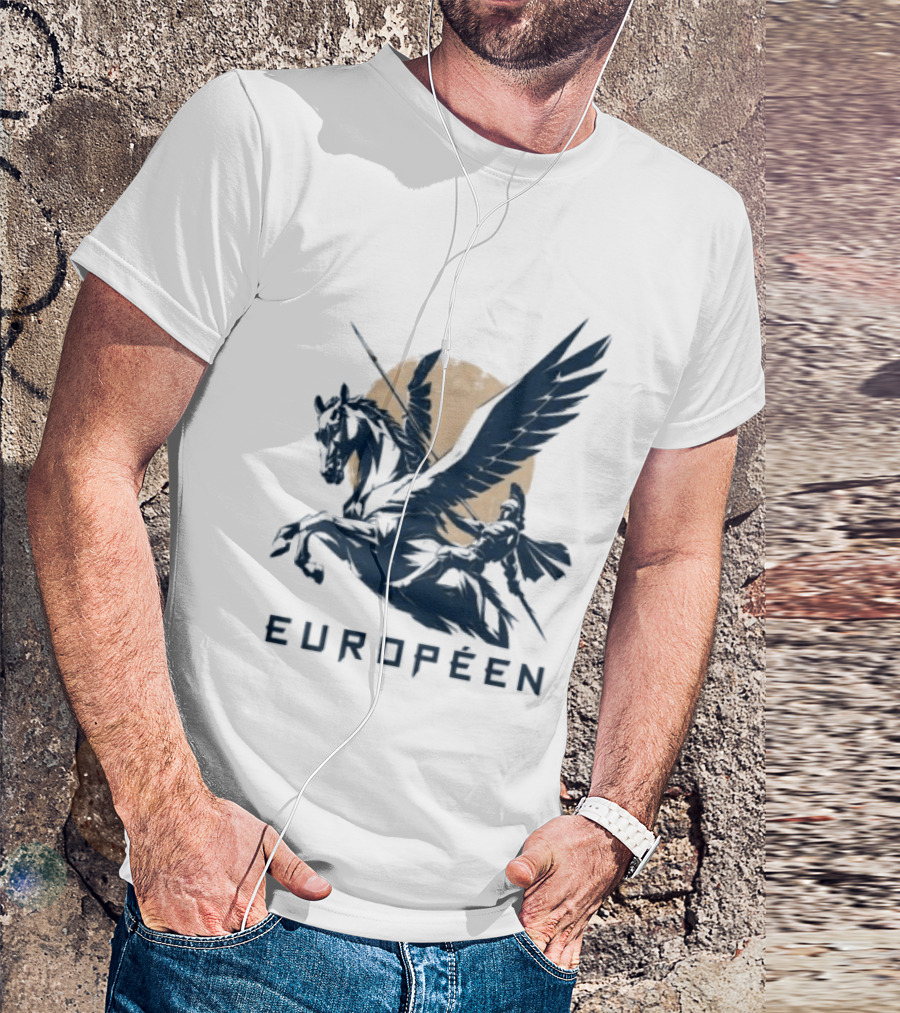 Européen Spartan Warrior Riding Pegasus Greek Mythology T-Shirt