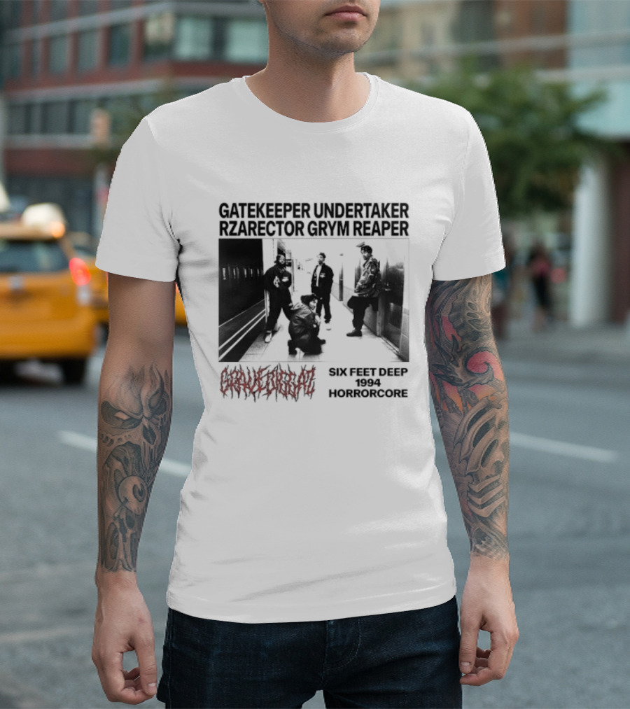 Gravediggaz Six Feet Deep 1994 Gatekeeper Undertaker Rzarector Grym Reaper Horrorcore T-Shirt