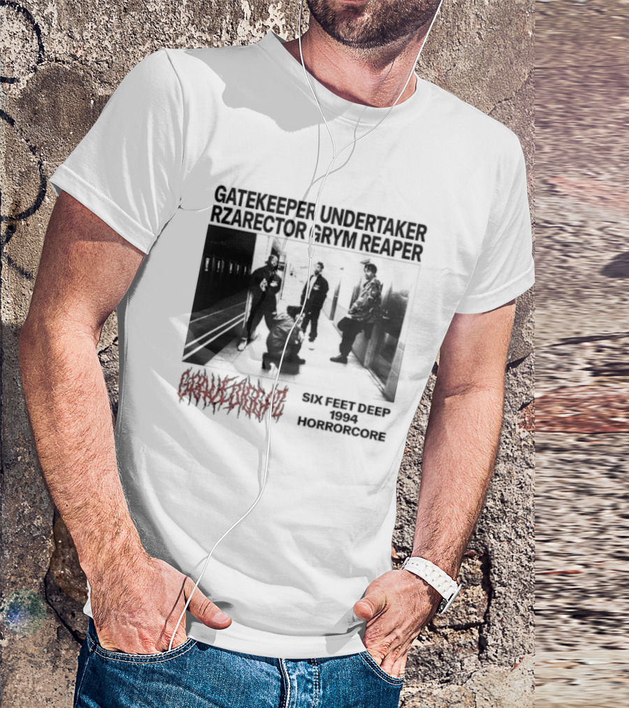 Gravediggaz Six Feet Deep 1994 Gatekeeper Undertaker Rzarector Grym Reaper Horrorcore T-Shirt