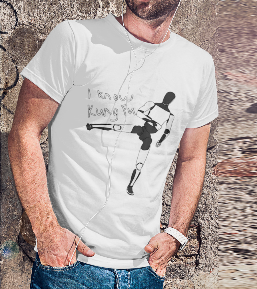 I Know Kung Fu Matrix Mannequin Neo Martial Arts Pose T-Shirt