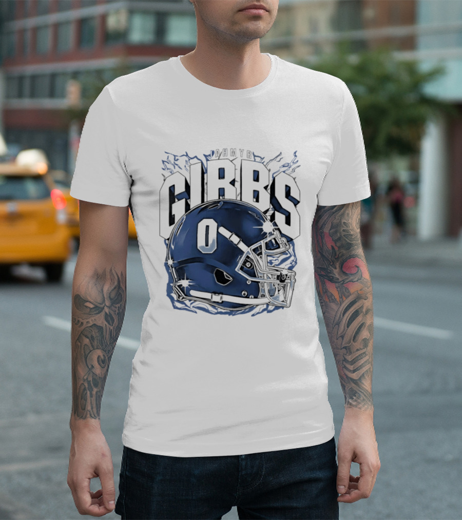 Jahmyr Gibbs 0 Detroit Lions Football Helmet 2026 GIBBS T-Shirt