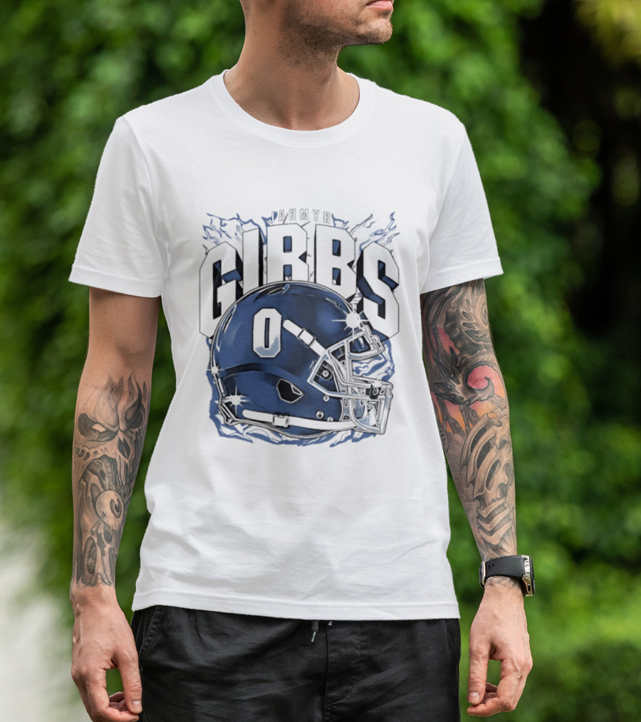 Jahmyr Gibbs 0 Detroit Lions Football Helmet 2026 GIBBS T-Shirt