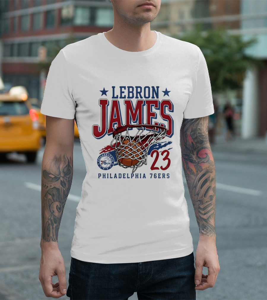 LeBron James Basketball 23 Hoop Philadelphia 76ers T-Shirt