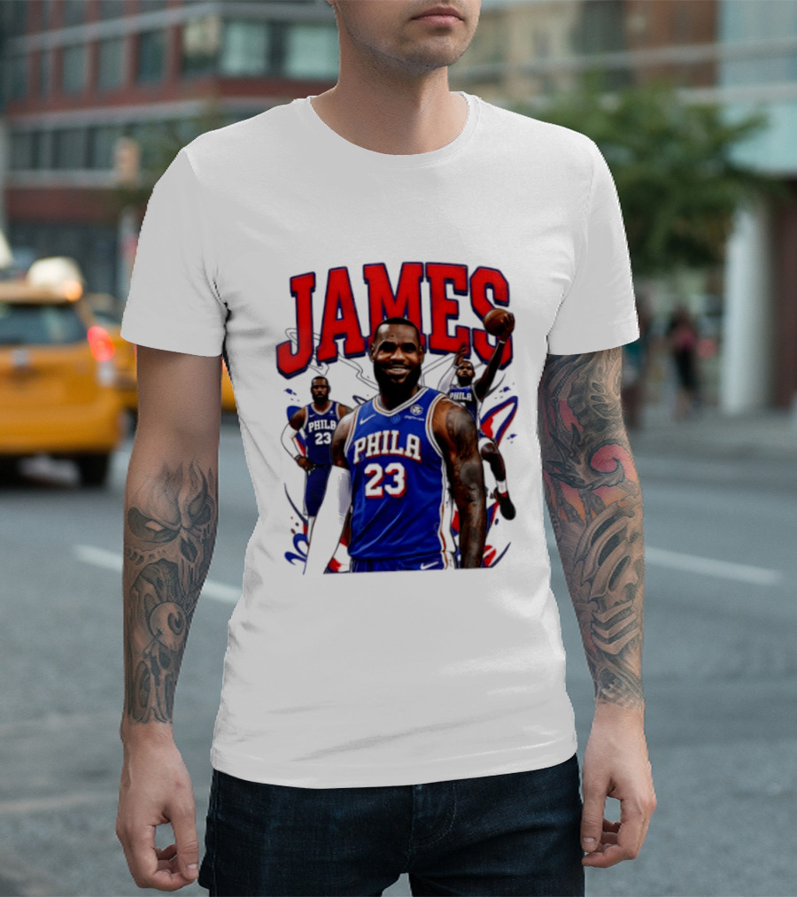Philadelphia 76ers LeBron James 2026 Basketball Player T-Shirt