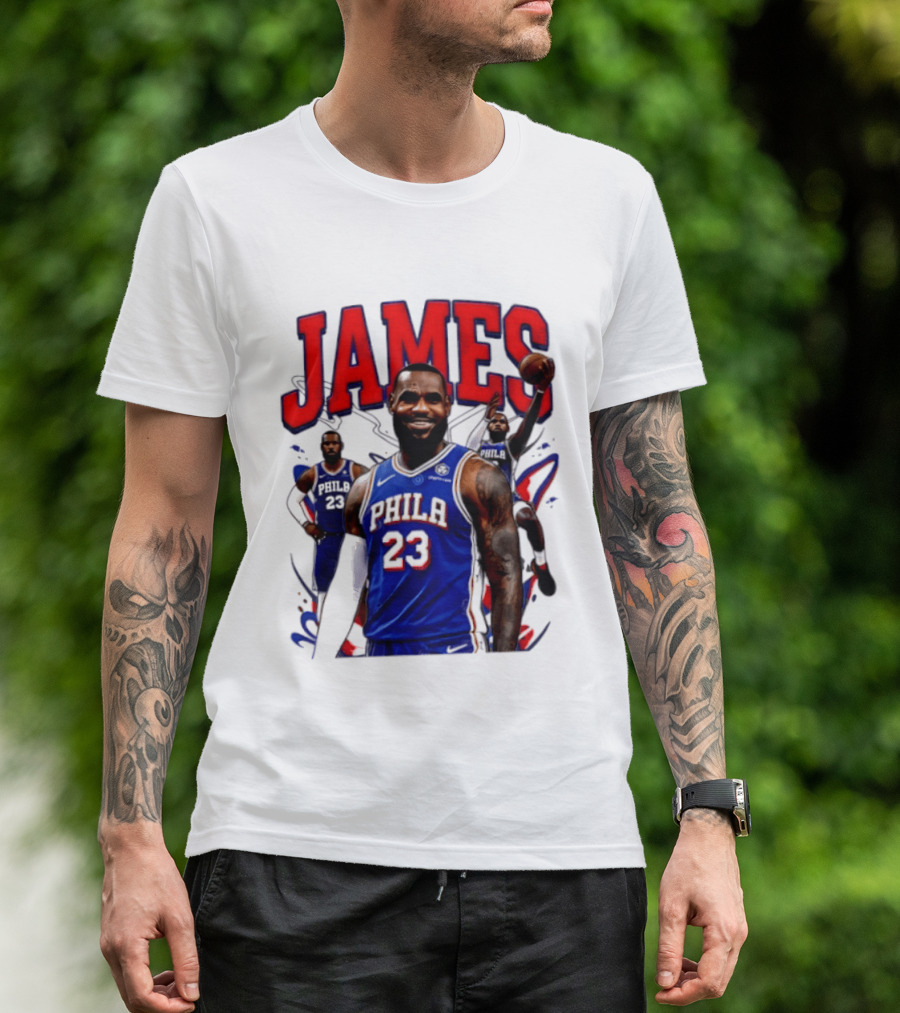 Philadelphia 76ers LeBron James 2026 Basketball Player T-Shirt