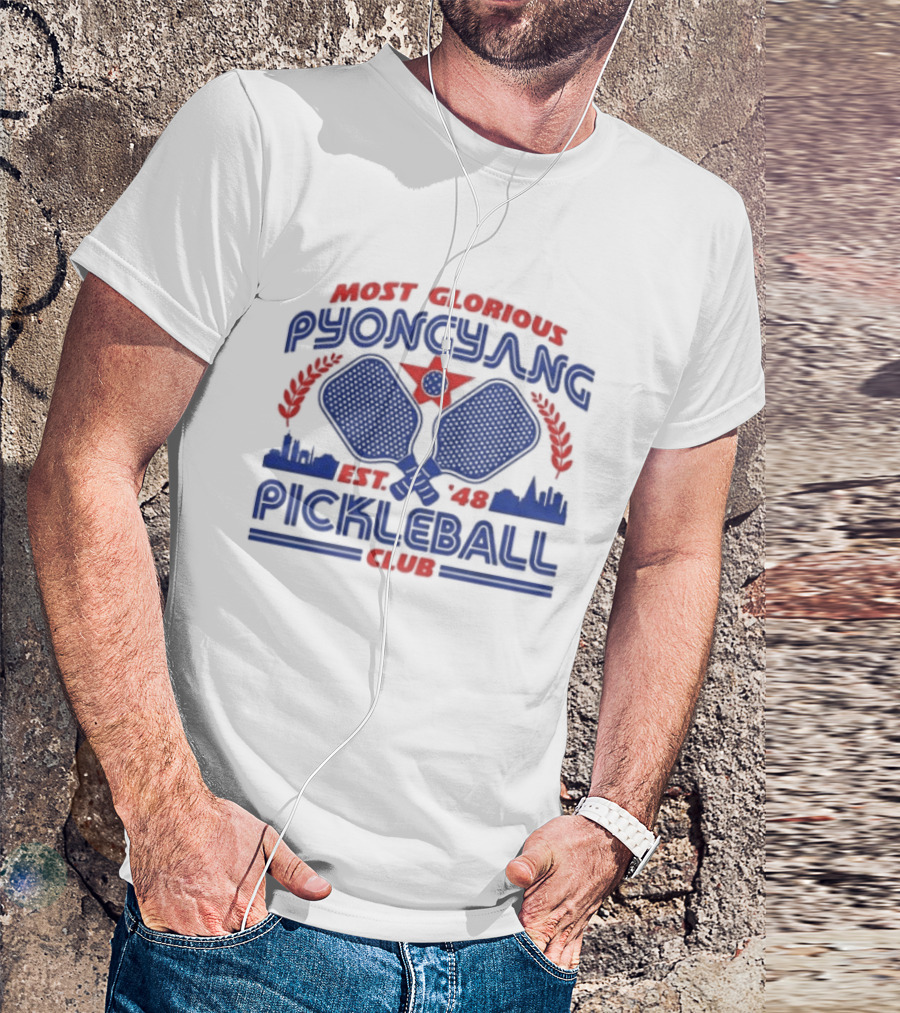 Most Glorious Pyongyang Pickleball Club Established 1948 Retro Paddle T-Shirt