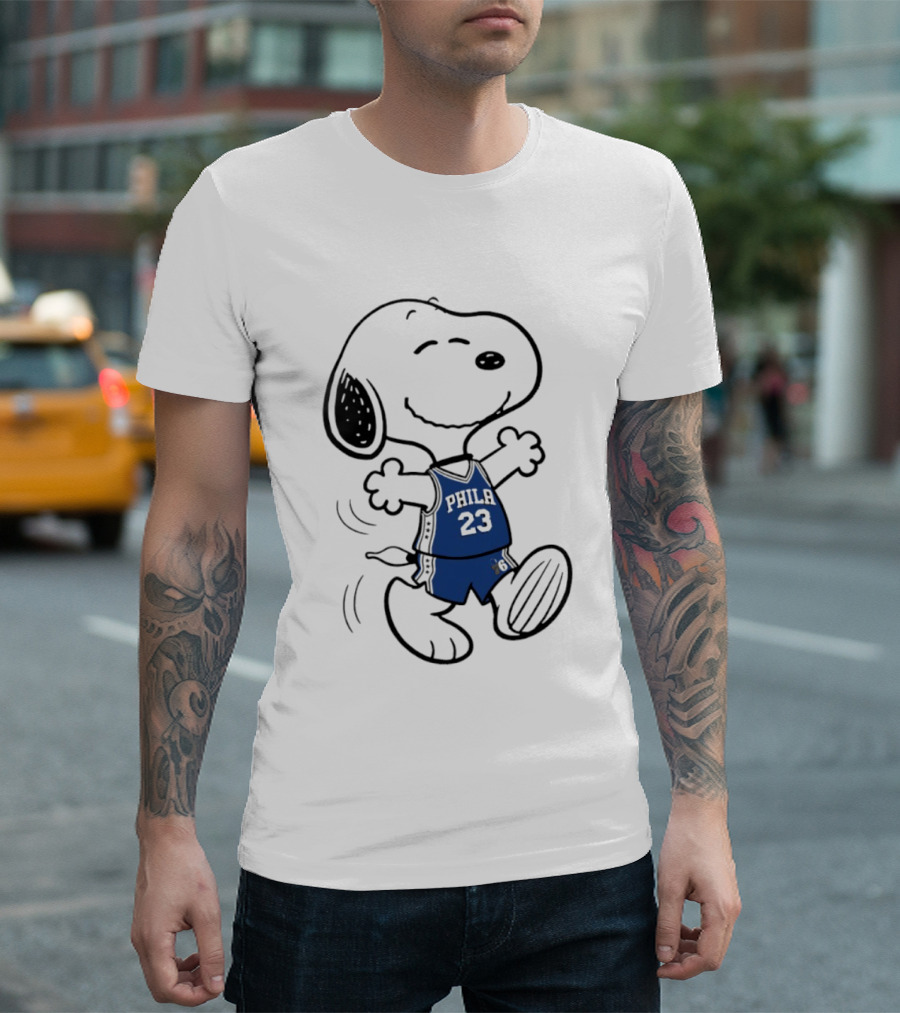 Snoopy Philly 23 Basketball Peanuts X LeBron James Philadelphia Sixer T-Shirt