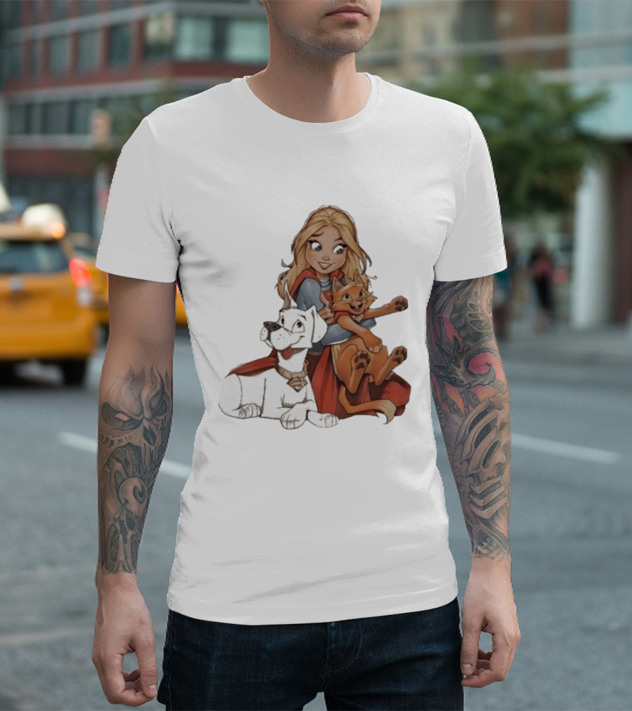Supergirl Krypto Streaky Cartoon Characters Fun T-Shirt