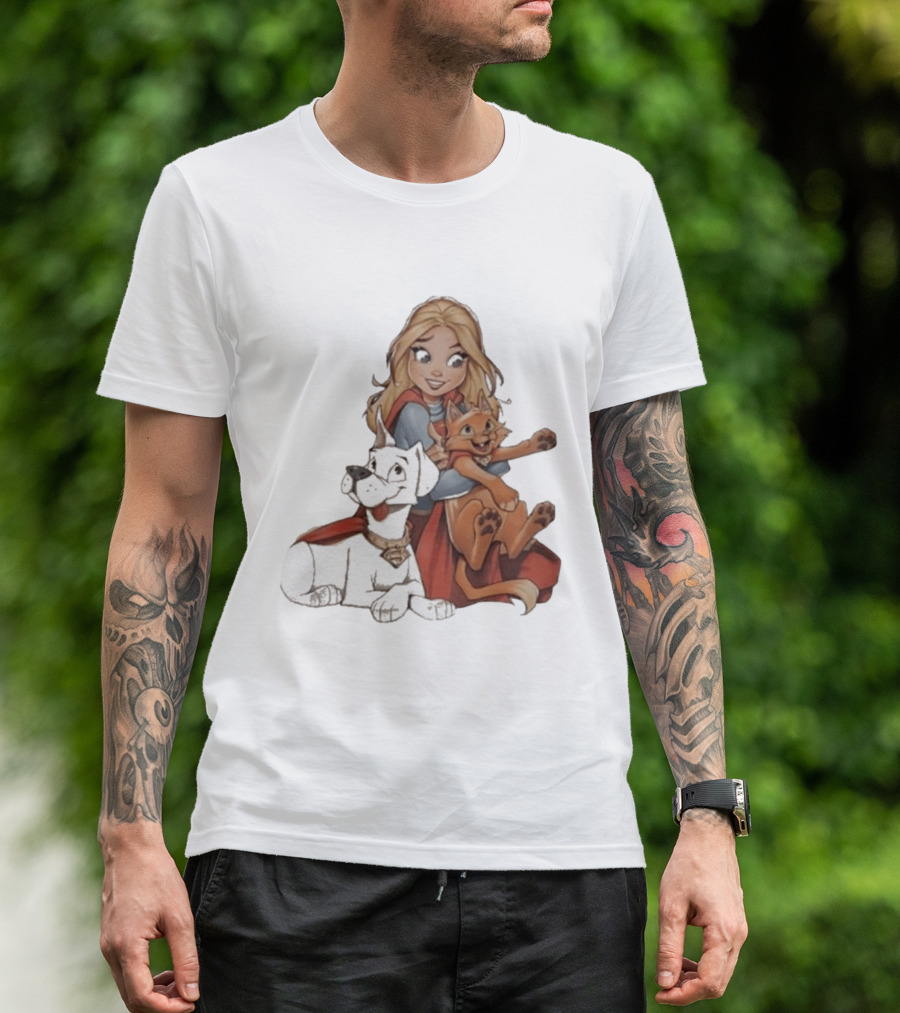 Supergirl Krypto Streaky Cartoon Characters Fun T-Shirt