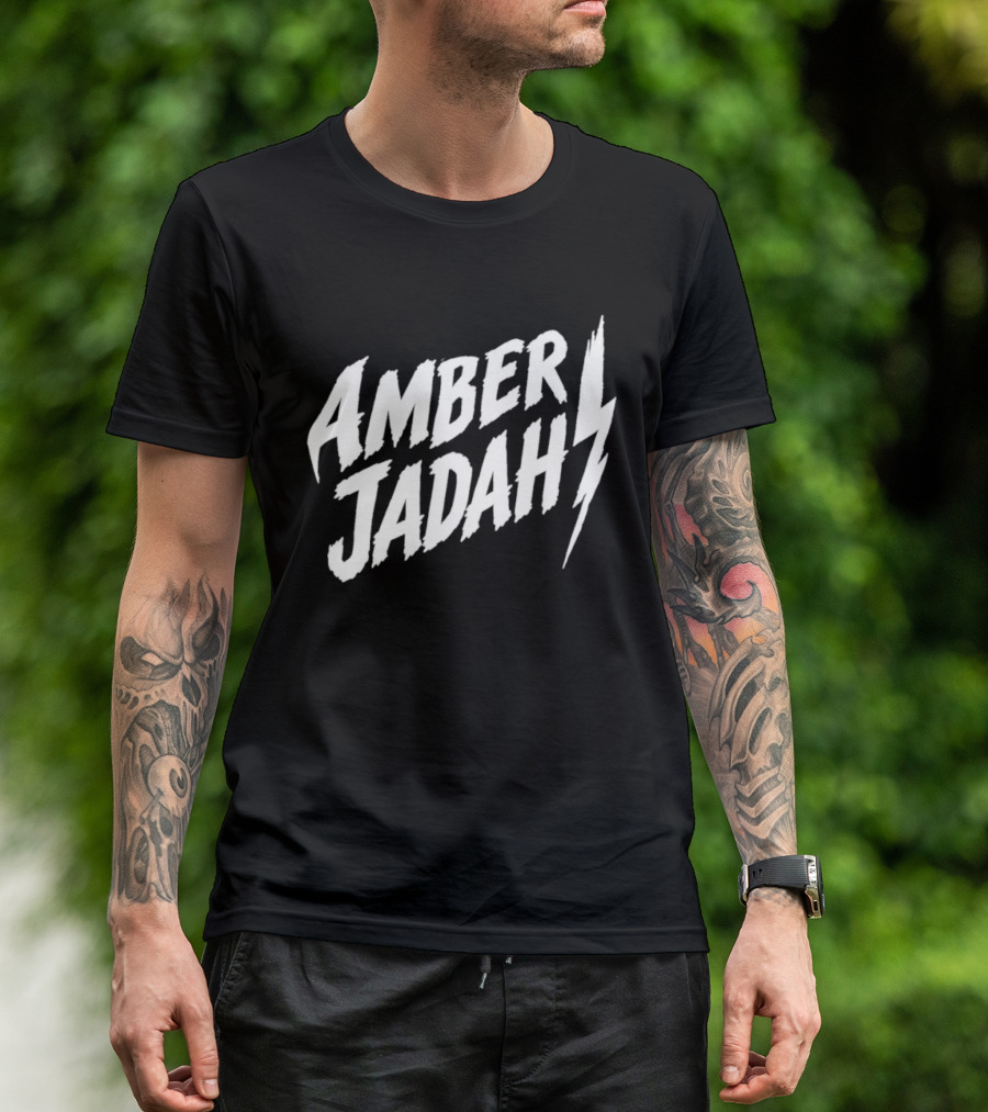 Amber Jadah Lightning Bold Text With Iconic Bolt T-Shirt