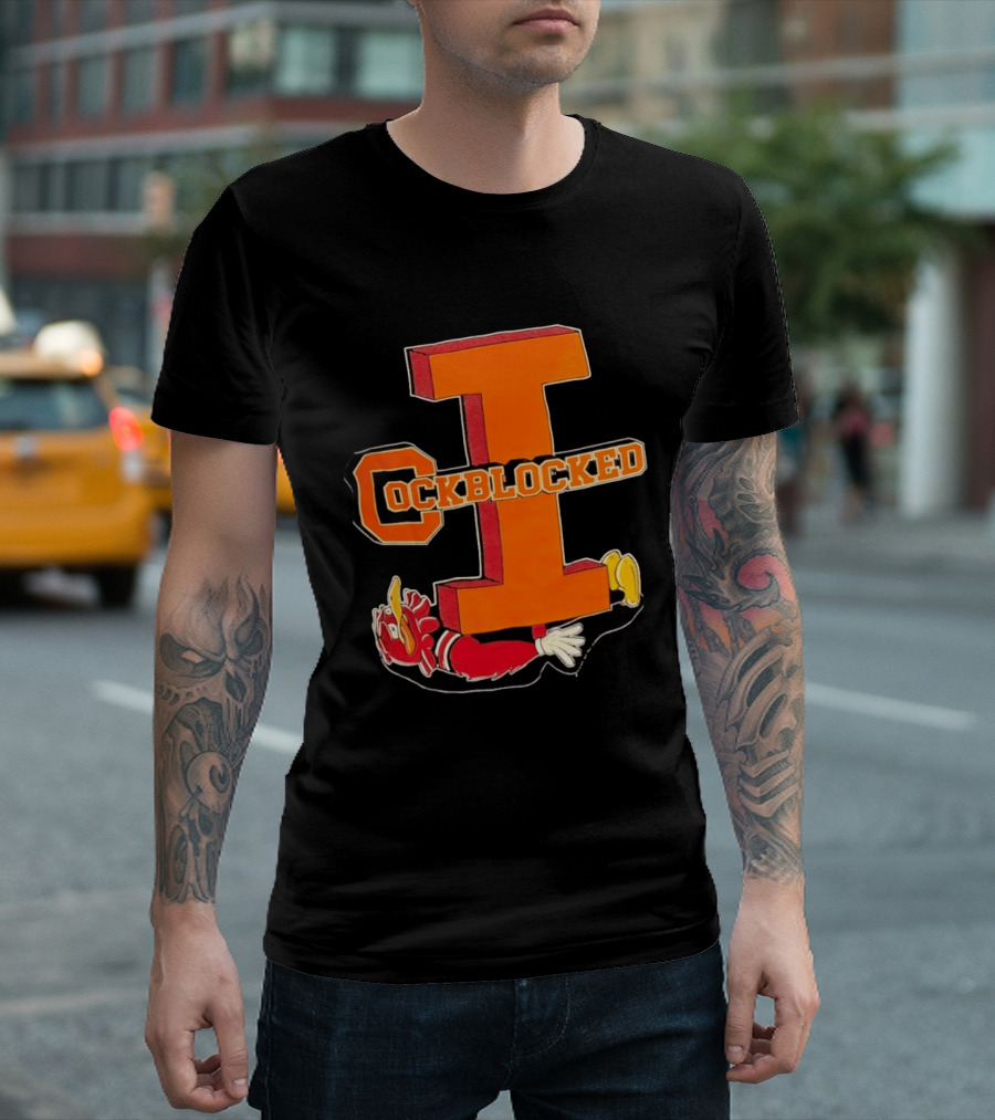 Cockblocked Illinois Fighting Illini Big I Defeat T-Shirt