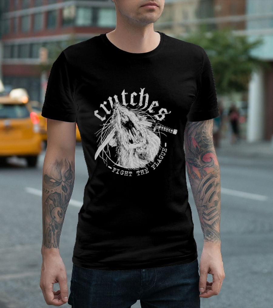 Crutches Fight The Plague Punk Hardcore Twig T-Shirt