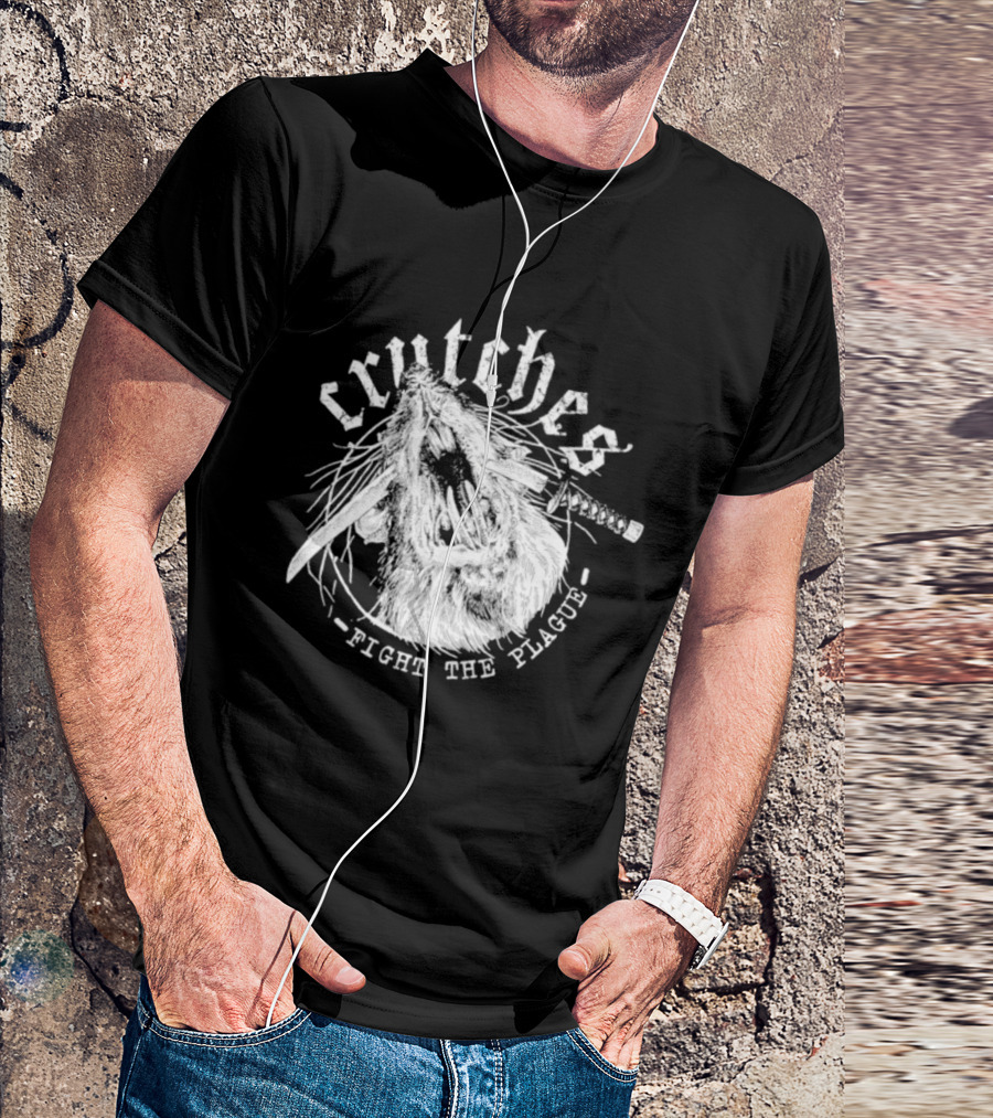 Crutches Fight The Plague Punk Hardcore Twig T-Shirt