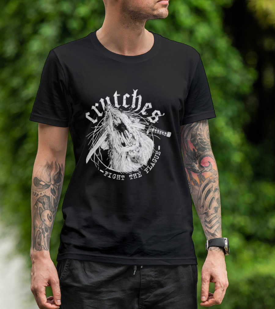 Crutches Fight The Plague Punk Hardcore Twig T-Shirt