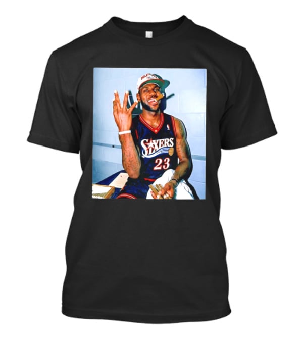 Philadelphia 76ers LeBron James 23 Cigar Photo T-Shirt