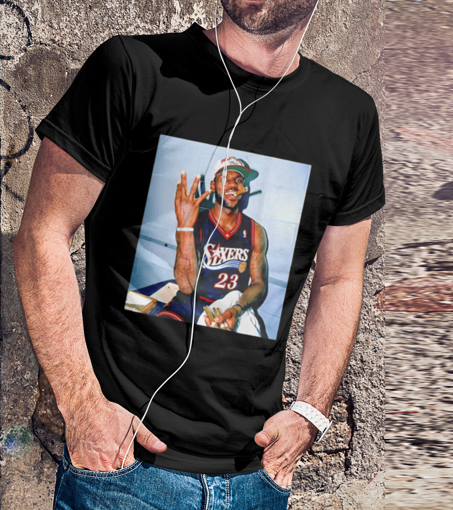 Philadelphia 76ers LeBron James 23 Cigar Photo T-Shirt