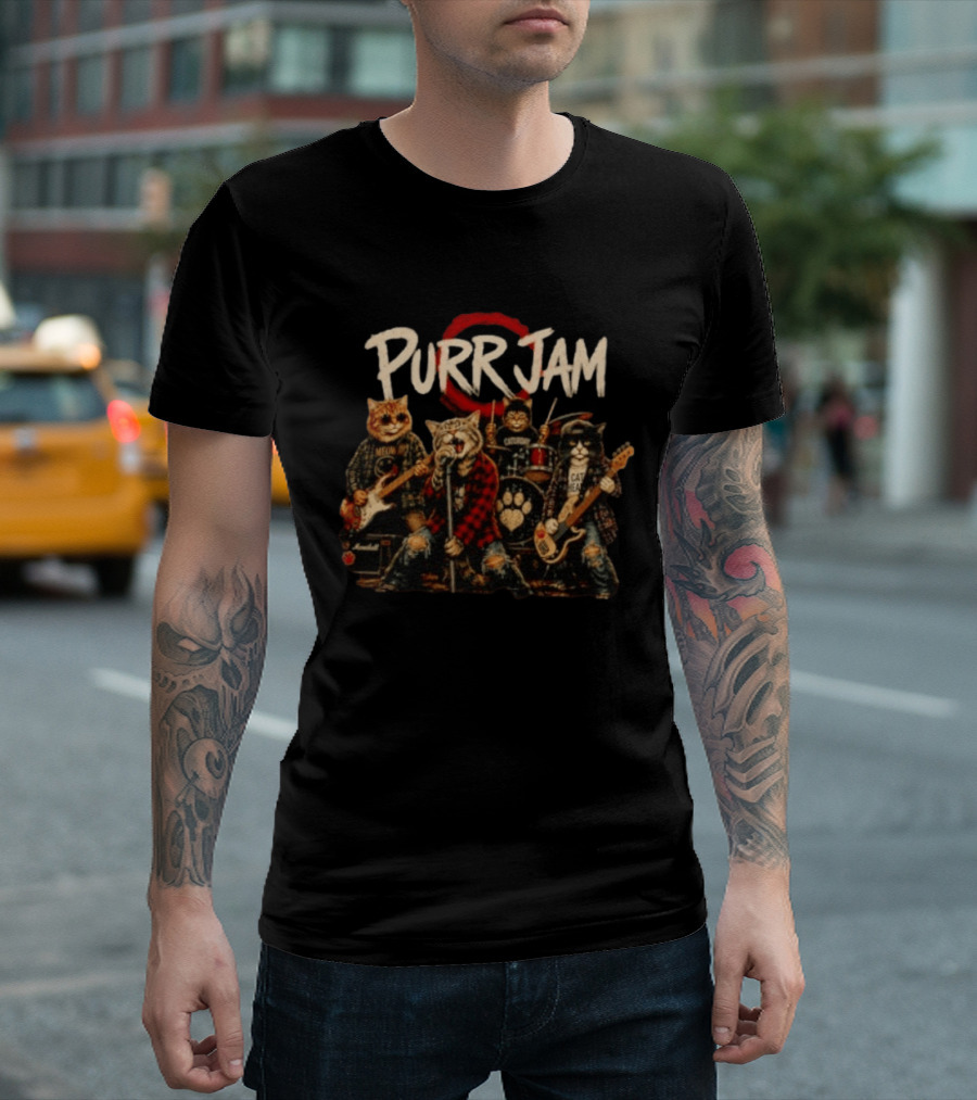 Purr Jam Cat Rock Band Caturday Meowshall Cat Head Marshall Amps T-Shirt