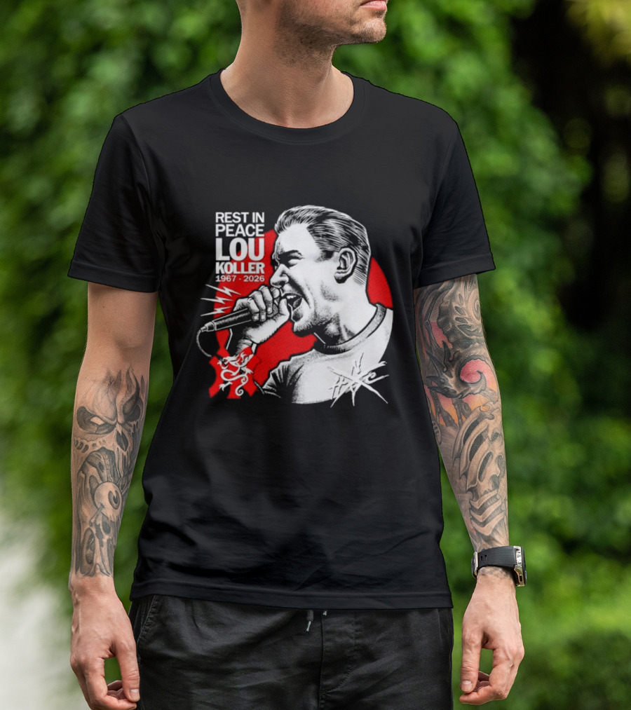 Rest In Peace Lou Koller 1967 2026 HxC Microphone Art Red And White T-Shirt