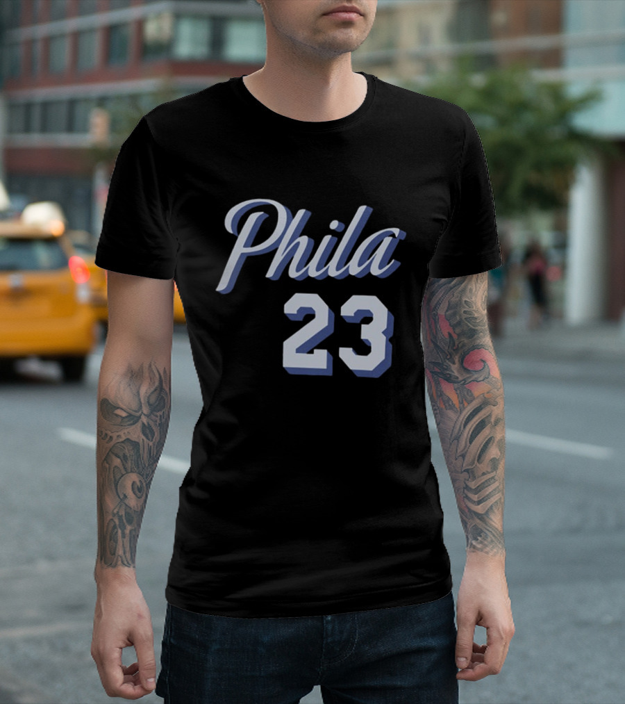 LeBron James 23 Phila 23 Philadelphia 76ers NBA Basketball Two Sided T-Shirt