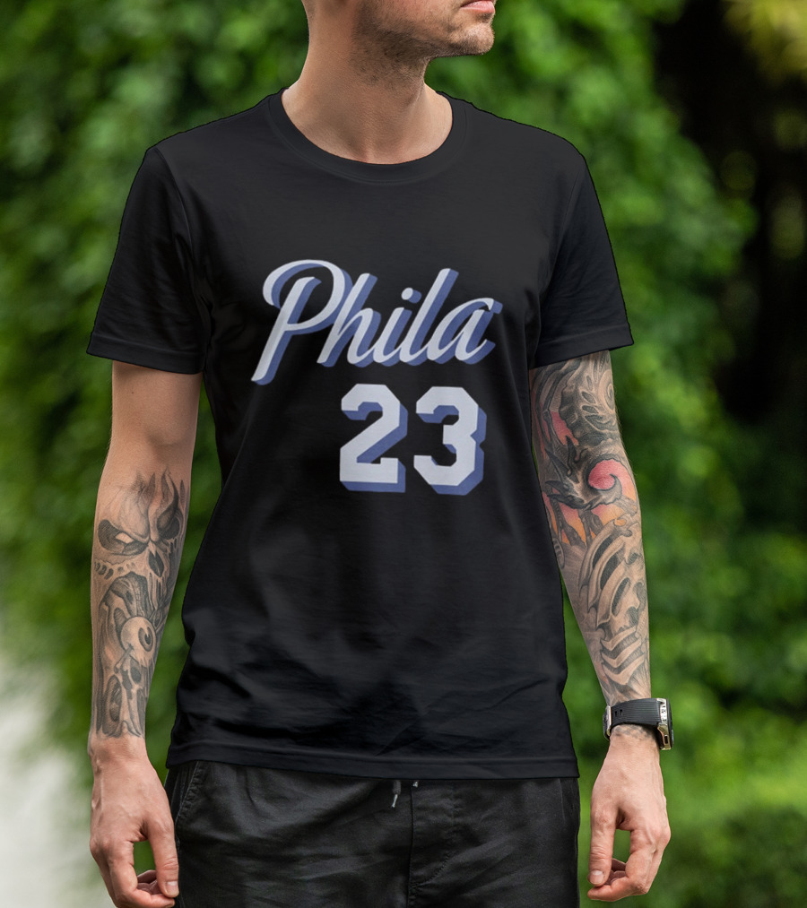 LeBron James 23 Phila 23 Philadelphia 76ers NBA Basketball Two Sided T-Shirt