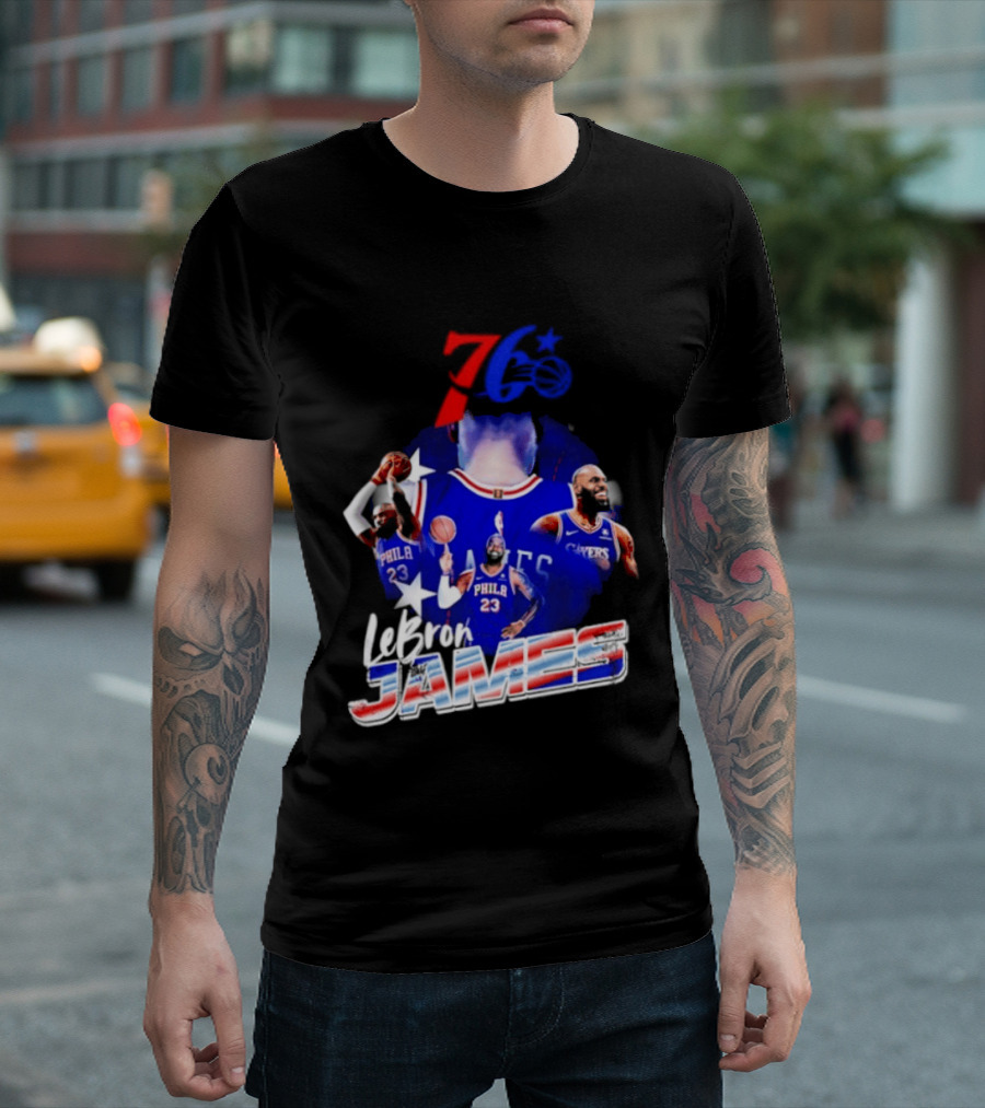 LeBron James Philadelphia 76ers 23 Player Collage T-Shirt