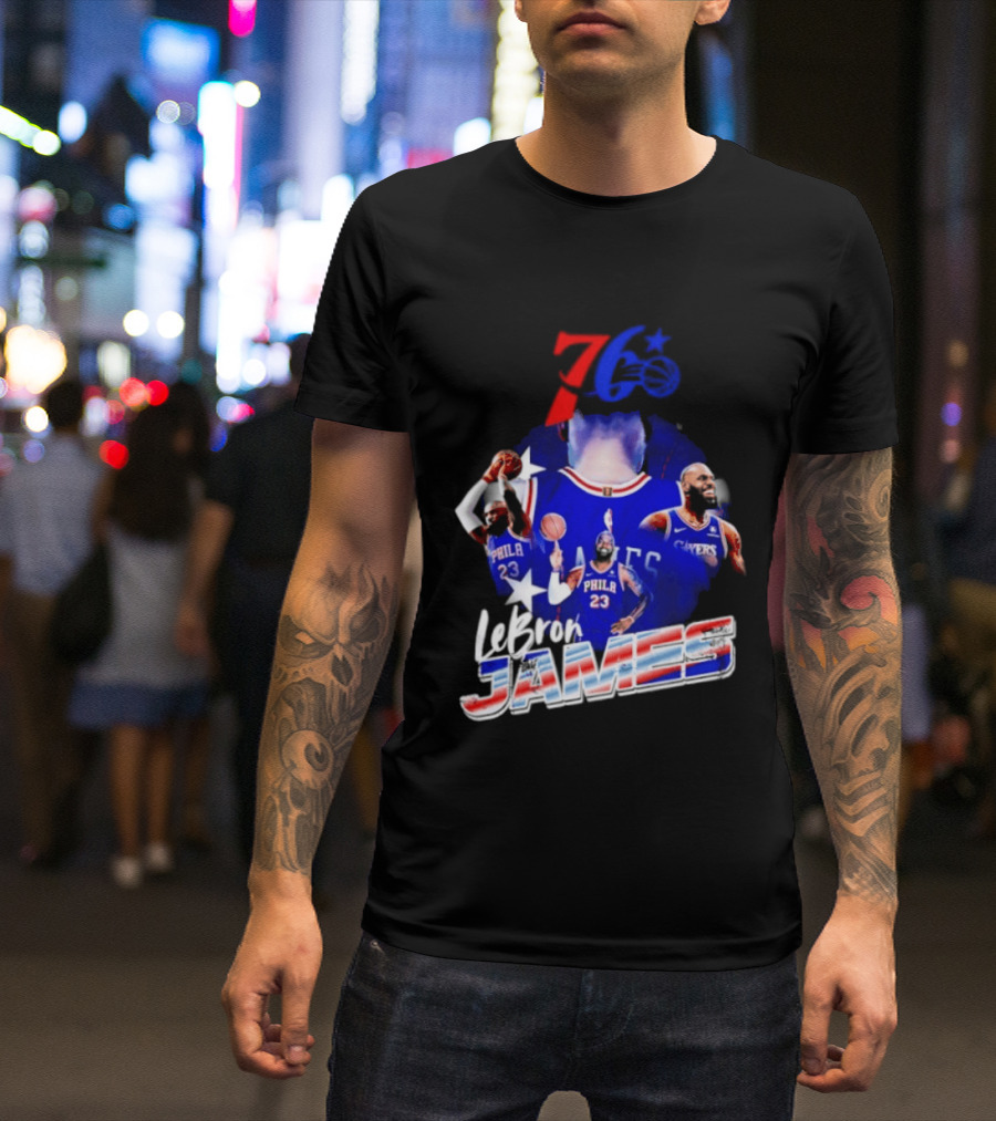 LeBron James Philadelphia 76ers 23 Player Collage T-Shirt
