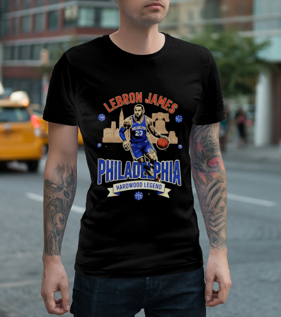 LeBron James Philadelphia Hardwood Legend Skyline Basketball 23 T-Shirt