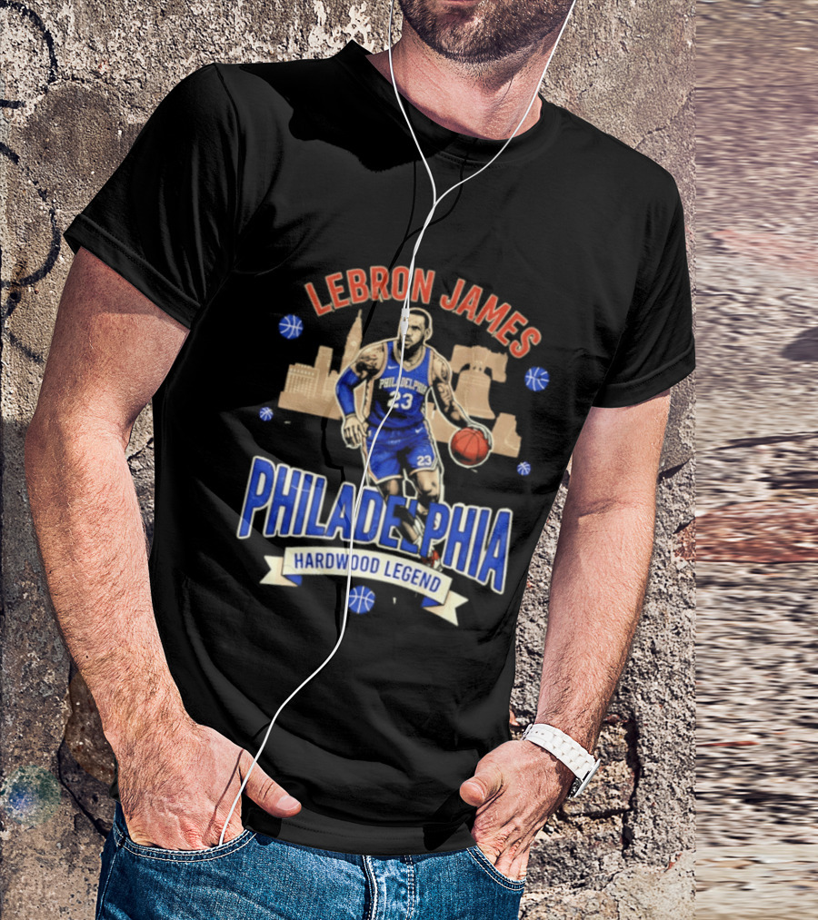 LeBron James Philadelphia Hardwood Legend Skyline Basketball 23 T-Shirt