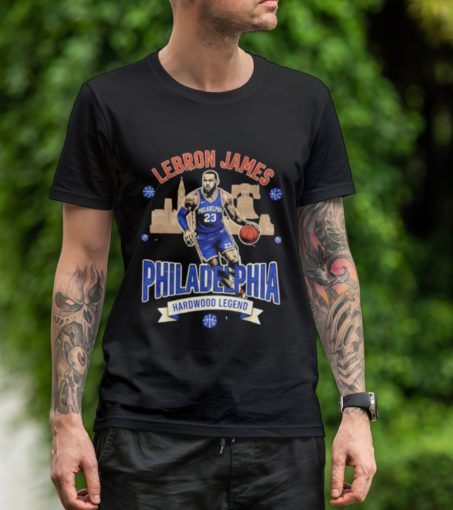 LeBron James Philadelphia Hardwood Legend Skyline Basketball 23 T-Shirt
