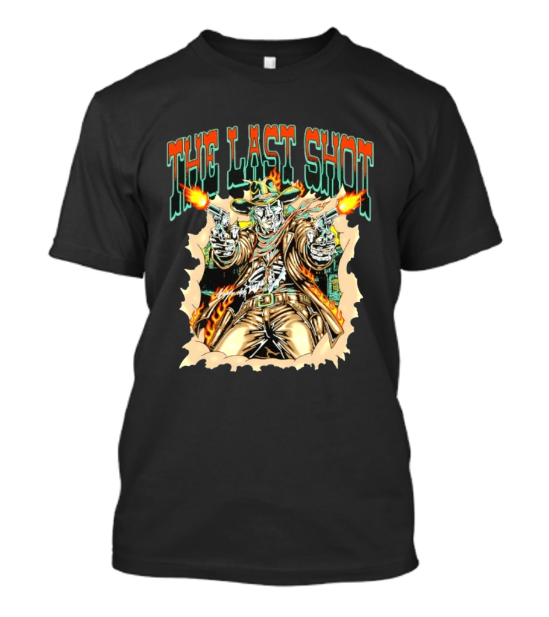 The Last Shot Cowboy Skeleton Western Gunslinger T-Shirt