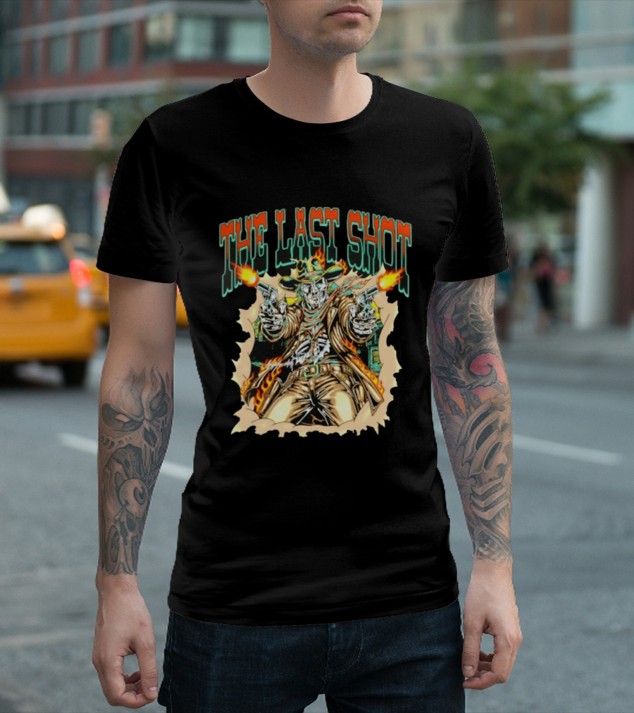 The Last Shot Cowboy Skeleton Western Gunslinger T-Shirt