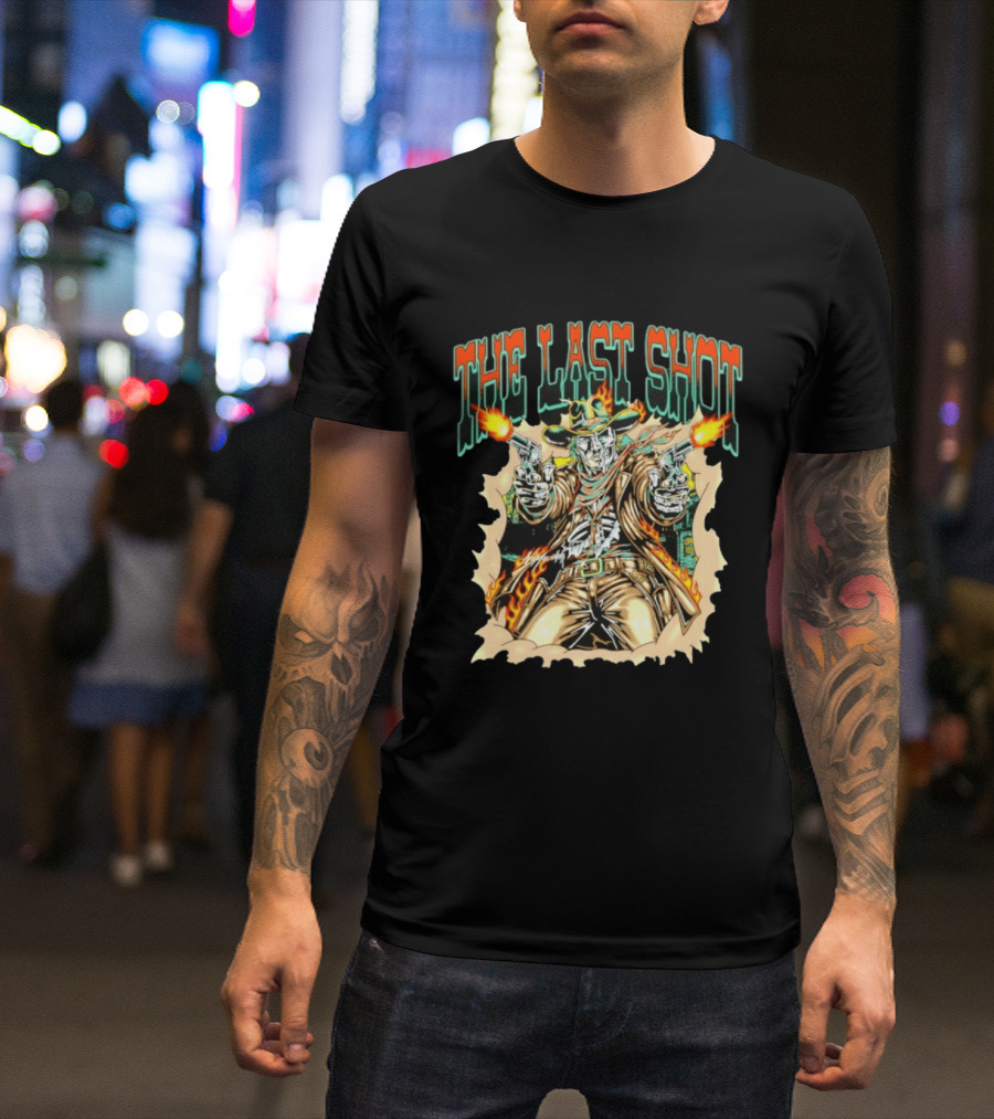 The Last Shot Cowboy Skeleton Western Gunslinger T-Shirt